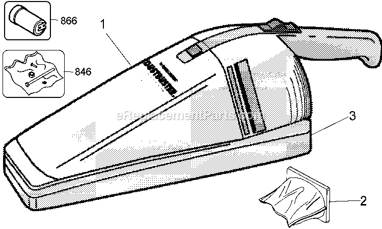 Page A Diagram and Parts List for DB200 Type 1 Black and Decker Hand Vacuum